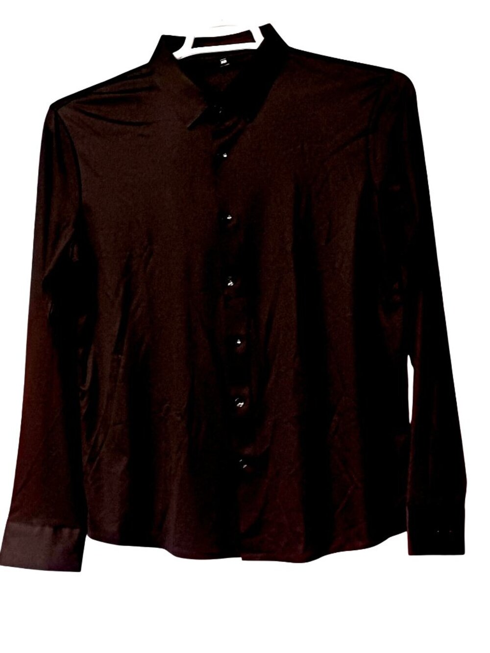 Black Shirt Button Up Long Sleeve Minimalist Workwear Modern Casual Wear Mens XS